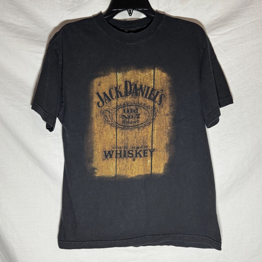 Vintage Y2K Jack Daniels Whiskey Graphic T-Shirt Mens Medium Black 2005 Tee